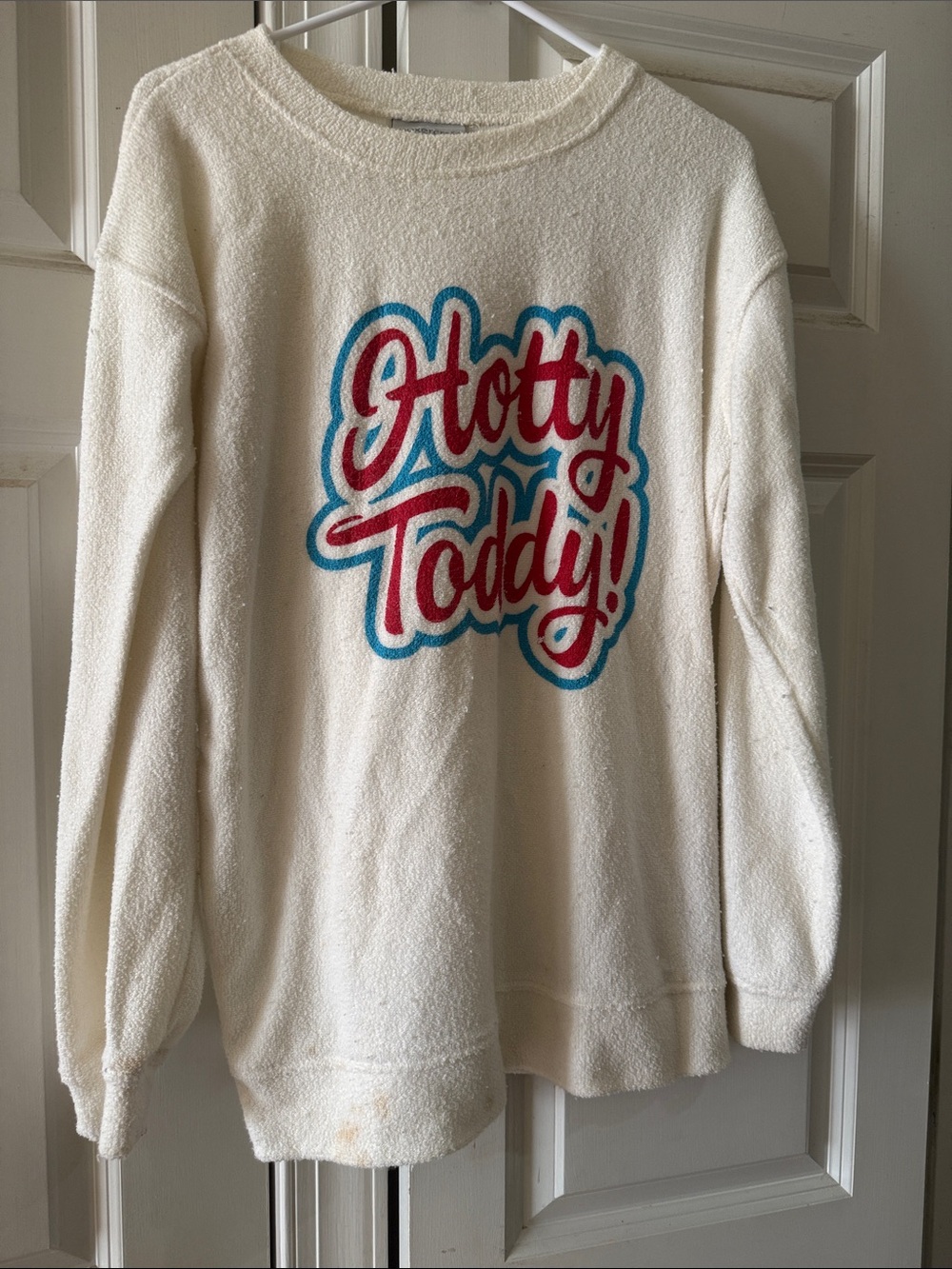 boxercraft Cream "Hotty Toddy!" Crewneck Sweatshirt with Red & Teal Script